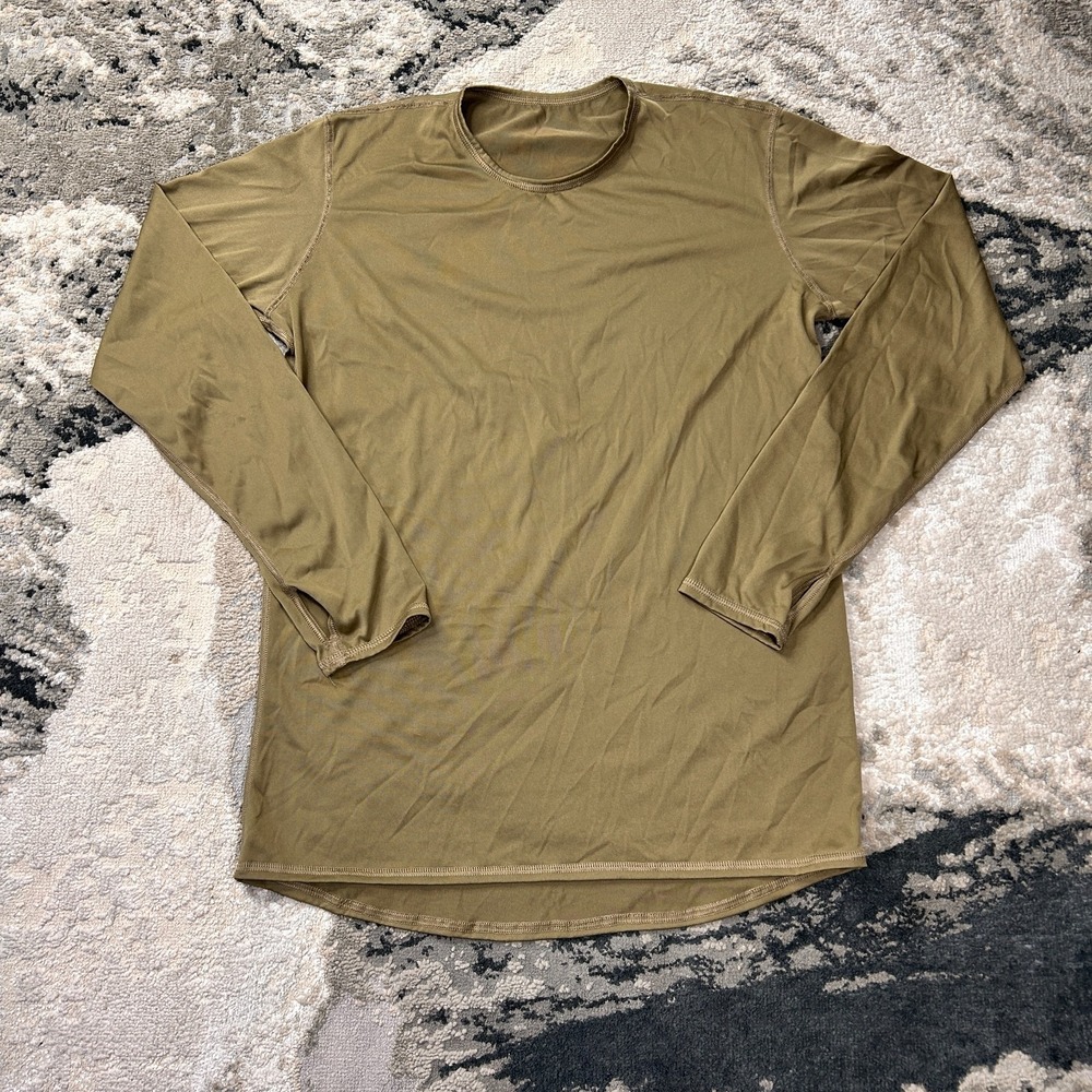Milliken Under Shirt Mens Olive Green Lightweight Cold Weather Thumbhole Sleeves